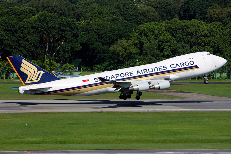 A Singapore Airlines cargo plane at Changi Airport